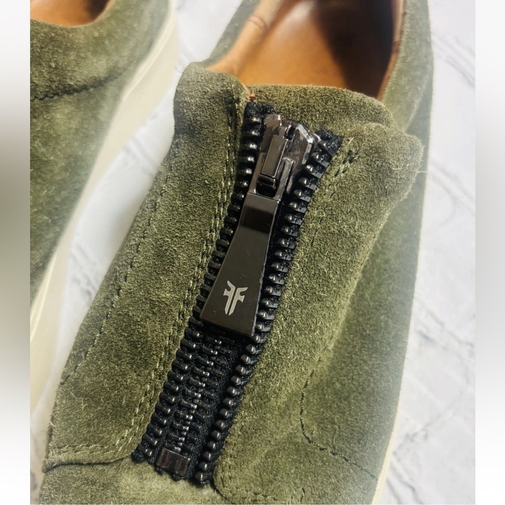 Frye Lena Shoes Womens Size 8.5 M Green Suede Zipper Comfort Casual Sneakers - Picture 5 of 12
